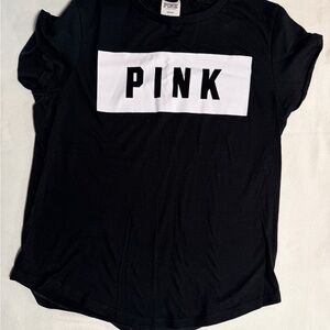 PINK Victoria's Secret Black and White Short Sleeve Tee